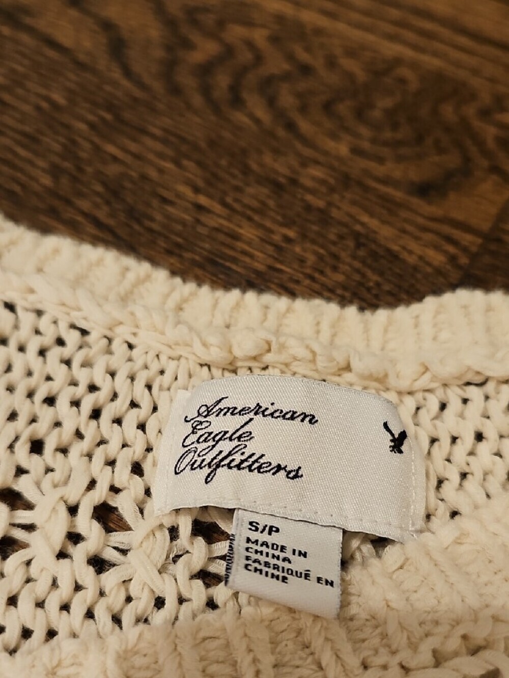 American Eagle Outfitters Cream Open-Knit Scoop Neck Sweater - Picture 7 of 9